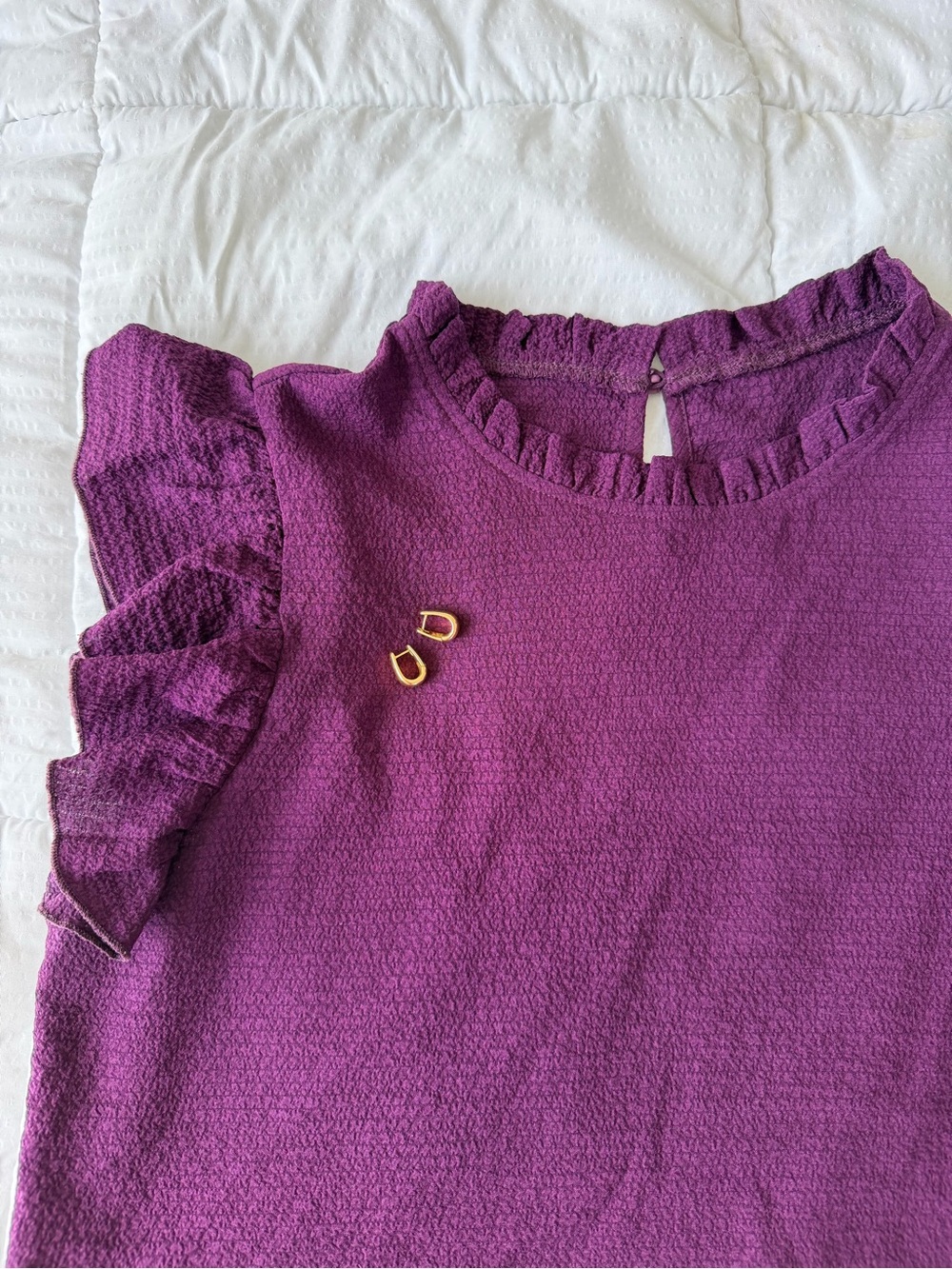 SHEIN Purple Ruffled Sleeve Blouse